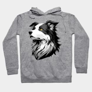 Stunning and Cool Bearded Collie Monochrome and Gold Portrait for Father's Day Hoodie